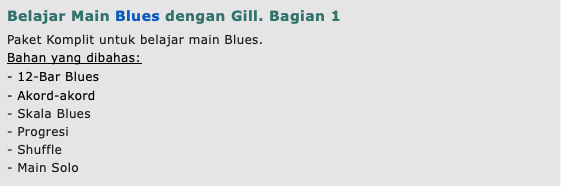 Belajar Main Blues dengan Gill. Bagian 1 
Paket Ko